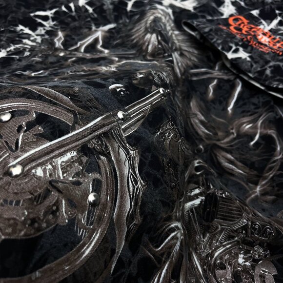 Survivors AOP Native American Skeleton Biker T Shirt Mens XL Black Studs Skulls - Picture 5 of 5